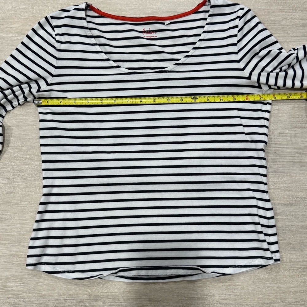 Boden White and black striped long sleeved tee - Picture 5 of 6